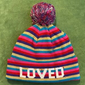 Spiritual Gangster Colorful Striped Beanie with Pom Pom OS